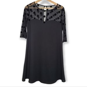 Modcloth Sugarhill Black Swiss Dot Mesh Sweetheart Neckline Dress